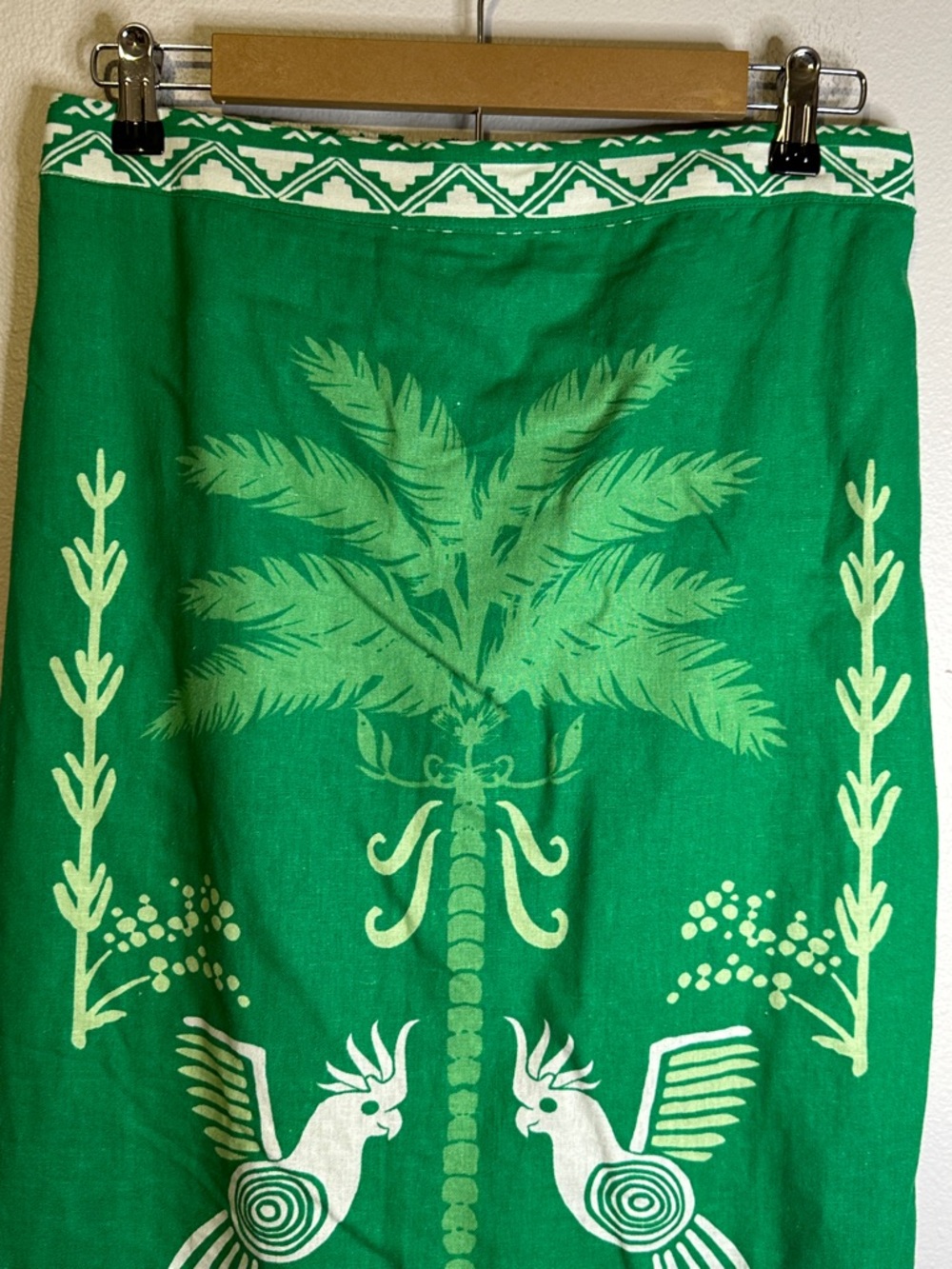 Rachel Zoe M Linen Blend Tropical Palm Bird Maxi Skirt Resort Coastal Boho - Picture 3 of 10